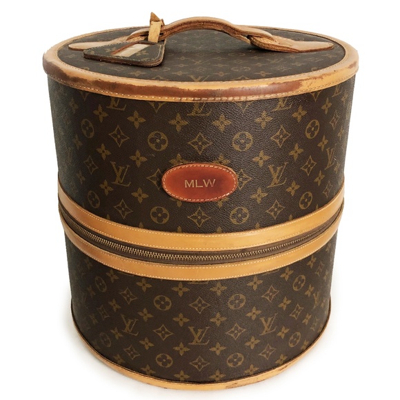 Louis Vuitton x French Co Monogram Hat Box Wig Case Round Trunk Vintage 70s Rare - Picture 1 of 10